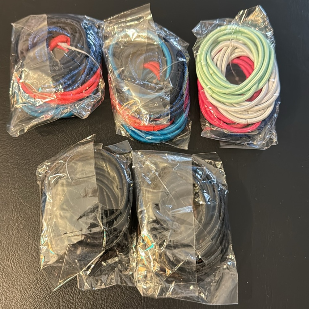 NEW: 5 packs x24 GARAGE Hair Elastics Ties - Summer Bright Colors Brown Black